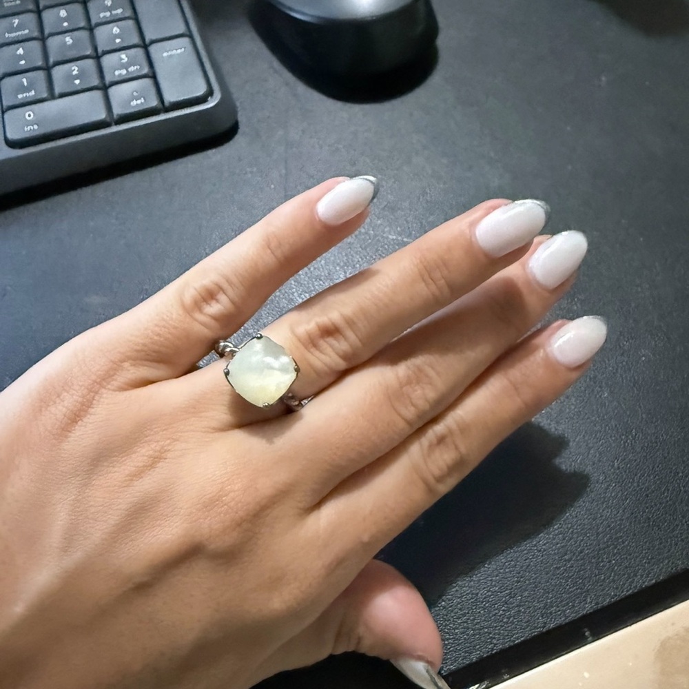 Pandora Sterling Silver Ring with Pale Yellow Cushion Gemstone